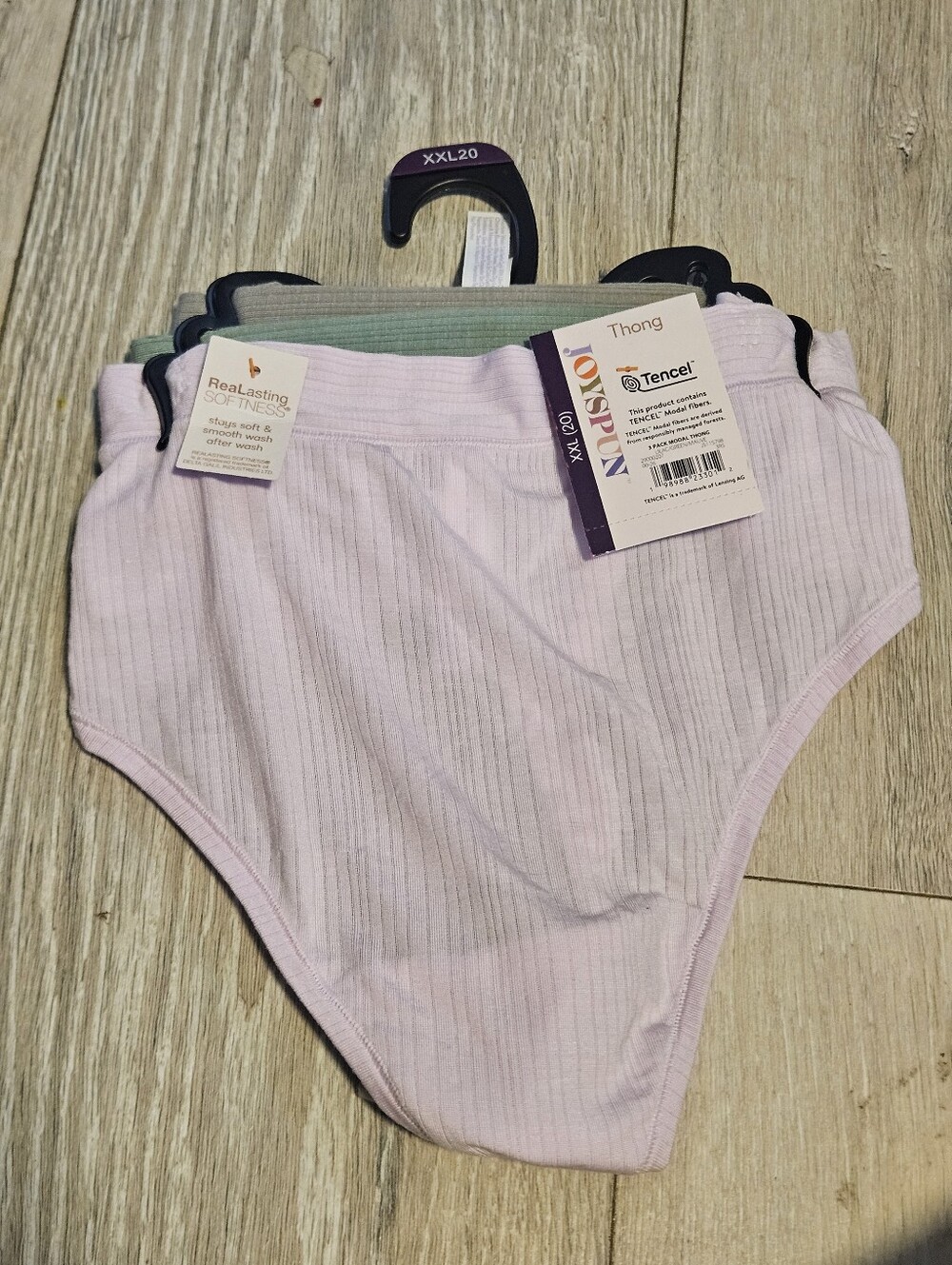 NWT Joyspun Women's Ribbed Thong Underwear 3 Pack Tencel Modal XXL 20